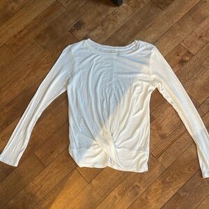 Z By Zella Shirt Girls Medium White Front Twist White Long Sleeve T